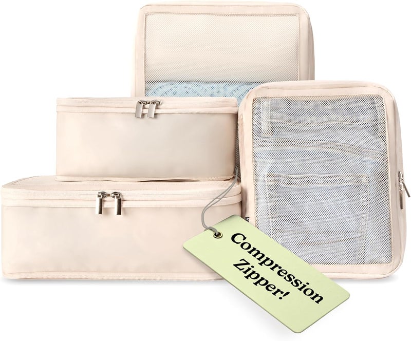 VANDEL Space-Saving Compression Packing Cubes for Women, Men, Compressible Carry On Suit Case Organizer Luggage Packing Cubes for Travel Organizer Bags for Luggage and Backpacks, Suitcase Cube - Image 1